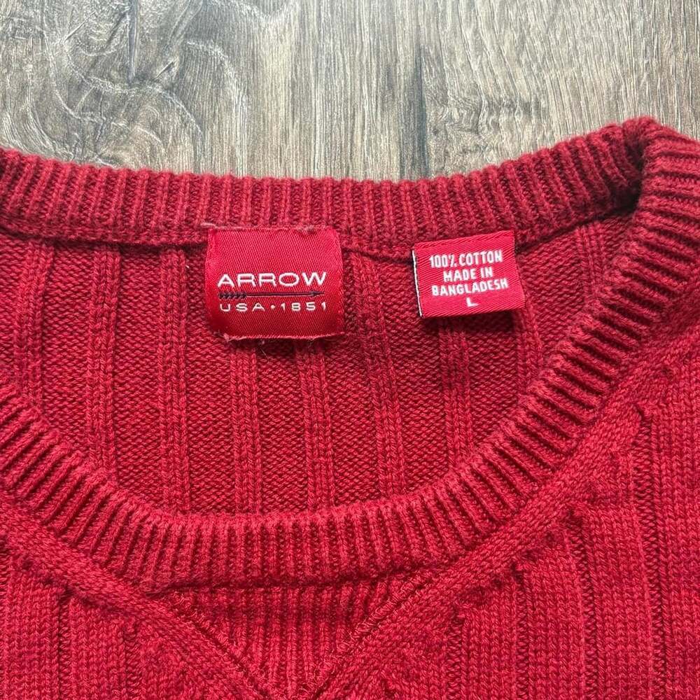 Arrow USA 1851 Ribbed Striped Sweater Red Large - Picture 6 of 8